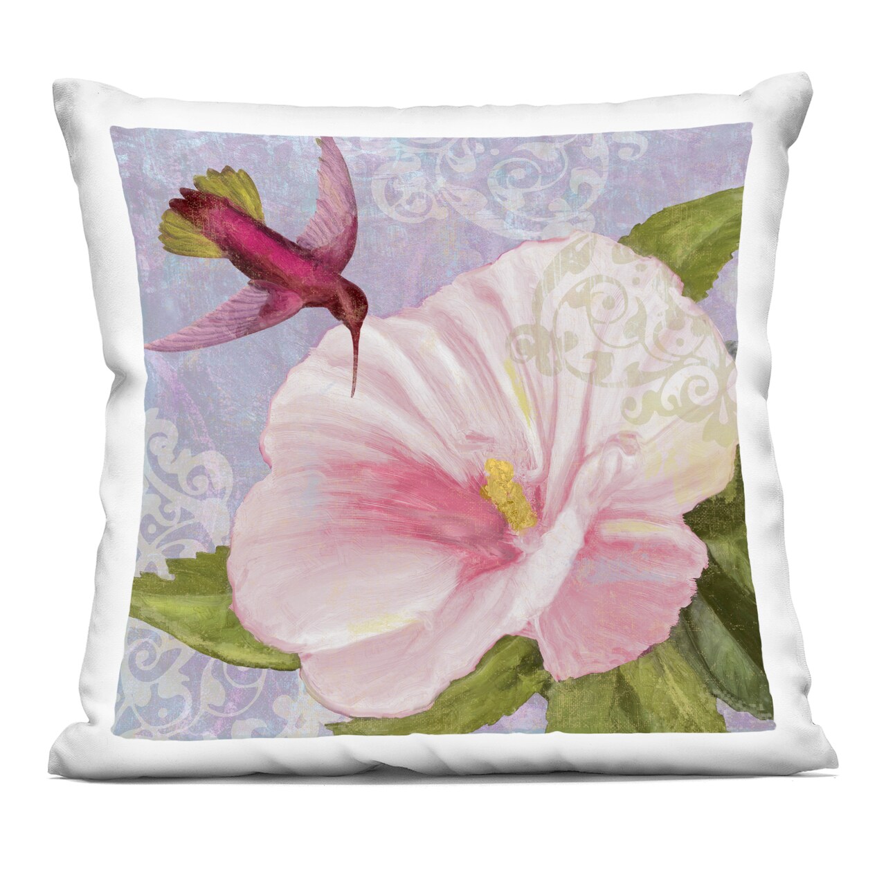 Stupell Industries Hummingbird with White Flower Decorative Printed Pillow design by Sasha, 18 x 7 x 18